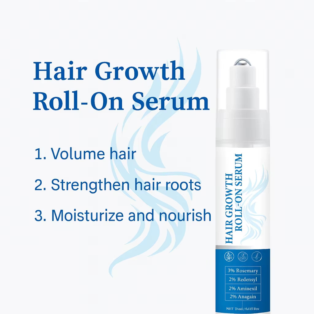 25ML Rosemary Hair Growth Roll on Serum 3% Rosemary 3% Redensyl 2% Anagain Reduces Hair Fall Hair Serum for Women and Men